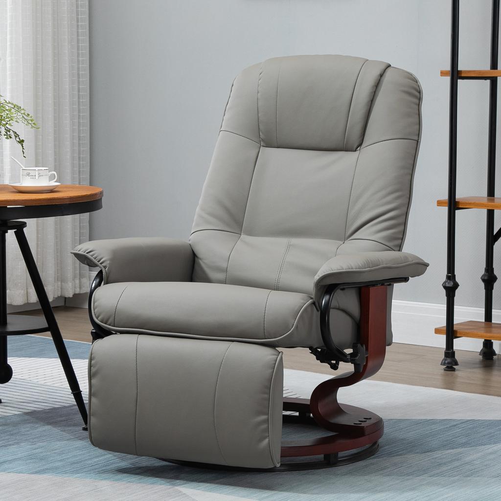 Recliner Chair TV Chair Lounge Chair Faux Leather 360 degrees Swivel Chair 145 degrees Reclining Grey 78 x 87 x 100 cm