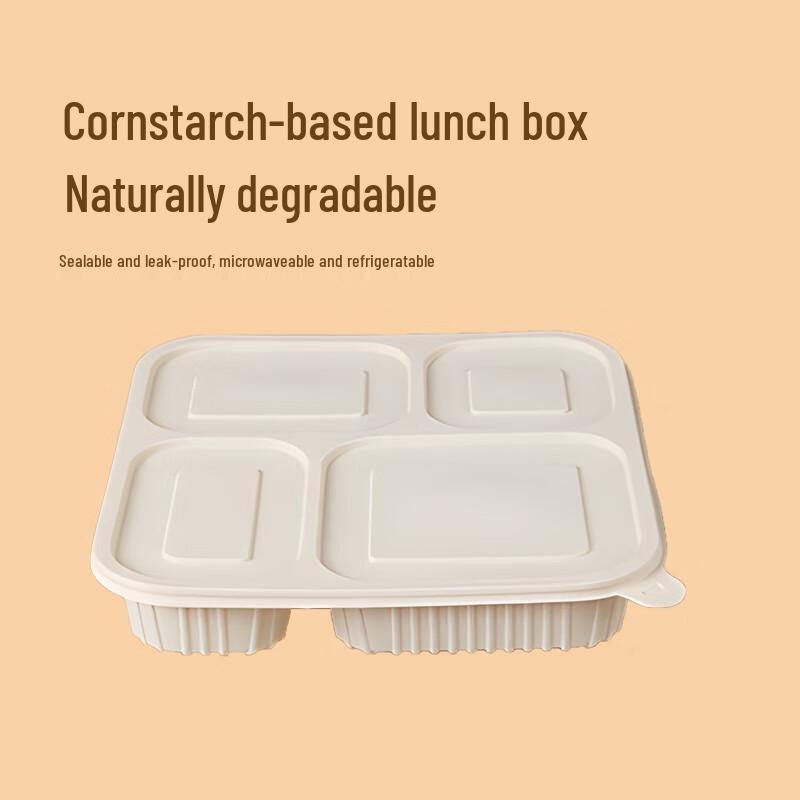 Eco-Friendly 4-Compartment Corn Starch Meal Boxes