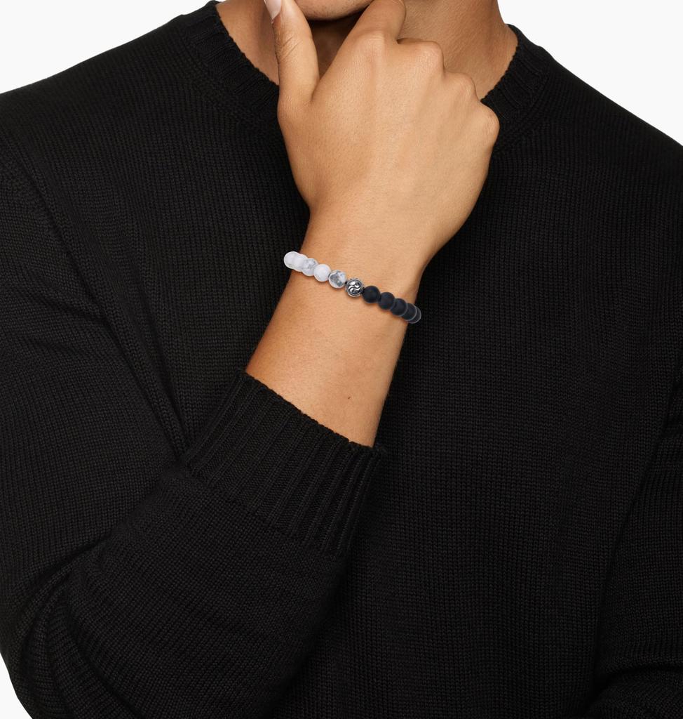 GAVU Howlite Matte Onyx Yin Yang Power Stone Bracelet for Men