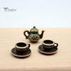 5 Stück/Set 1:12 Puppenhaus-Teekannen-Set, Miniatur-Teekanne, Teetasse, Untersetzer, Modell-Set, Esstisch, Modell, Dekor, Spielzeug, Puppenhaus-Zubehör