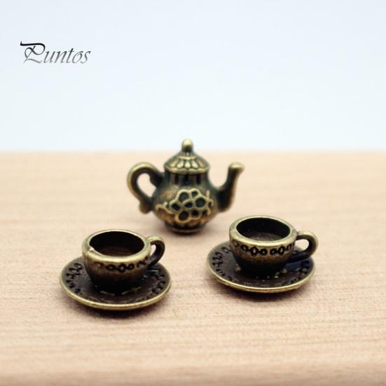 5 Stück/Set 1:12 Puppenhaus-Teekannen-Set, Miniatur-Teekanne, Teetasse, Untersetzer, Modell-Set, Esstisch, Modell, Dekor, Spielzeug, Puppenhaus-Zubehör