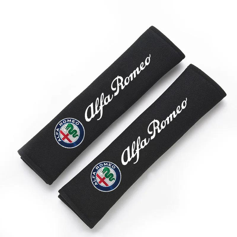 Car Stickers For Alfa Romeo Car Seat Belt Shoulder Protector Cover Pad For Alfa Romeo STELVIO Giulia 159 Giulietta 147 Mito 156