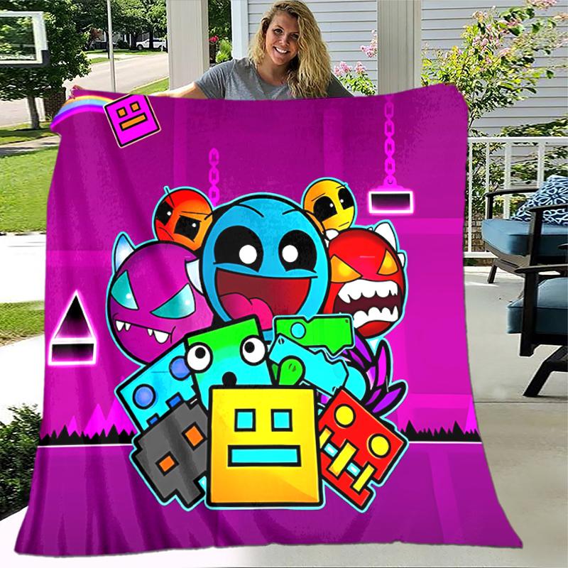 1pc Blanket Geometry Dash5 Print Design, Lightweight Blanket for Sofa, Bed- Soft &Warm, Gift for All Seasons like Christmas, Halloween
