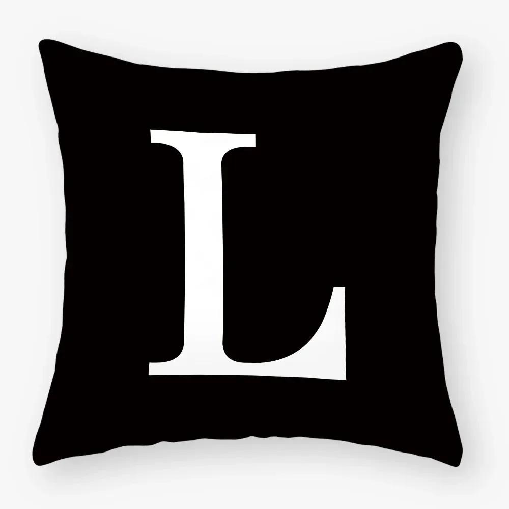 Black White Letters Sofa Decorative Cushion Cover Pillow Pillowcase Polyester 45*45Cm Throw Pillow Home Decor Pillowcover