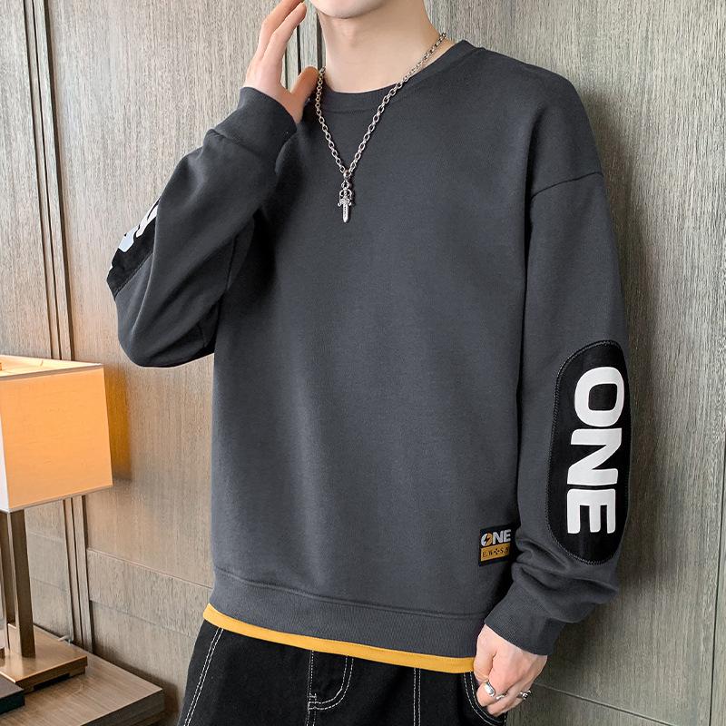 Sweater Men's Spring and Autumn Fattening Plus Size Loose Version Fat Man Long-sleeved T-shirt Jacket Casual Men's Clothing