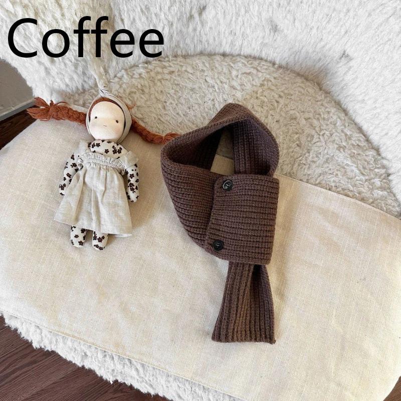 New Fashion Winter Warm Children Baby Muffler Scarf for Boys Girls Buttons Knit Cross Collar Neck Ring Kids Solid Color Scarves