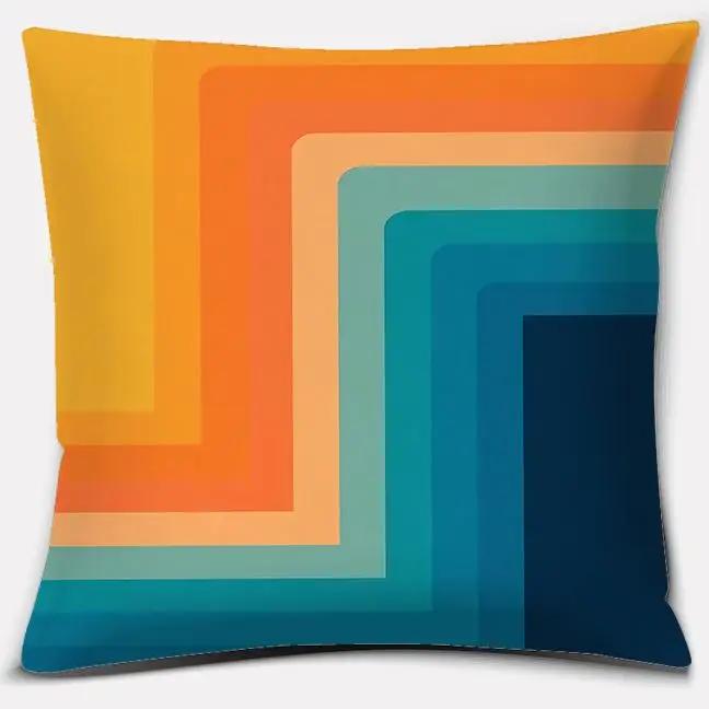 Retro Rainbow Geometric Color Series Pillow Cover Gift Home Office Decoration Bedroom Sofa Car Cushion