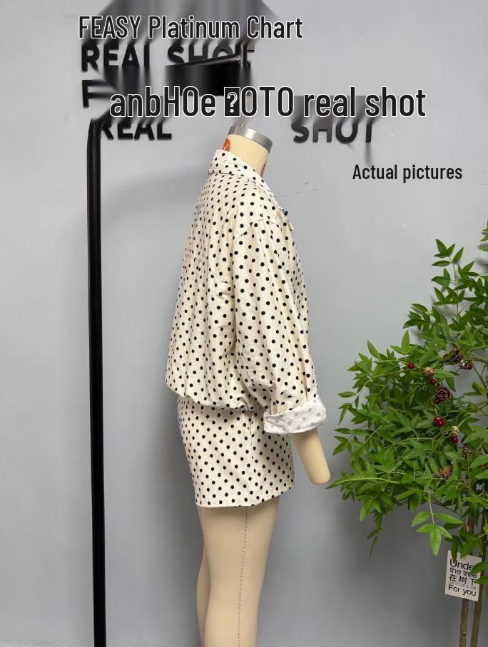 European & American Style Women's Polka Dot Bubble Jacket with Stand Collar