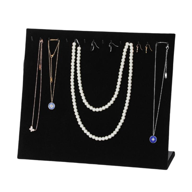 Elegant Jewelry Presentation Stand Velvets Accessory Display Shelf for Exhibitions Earrings/Necklace Organizer Rack чёрный