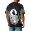 Men's Casual Corduroy Short Sleeve Lightweight Breathable Round Neck Shirt Halloween Print Design Suitable for Everyday Wear