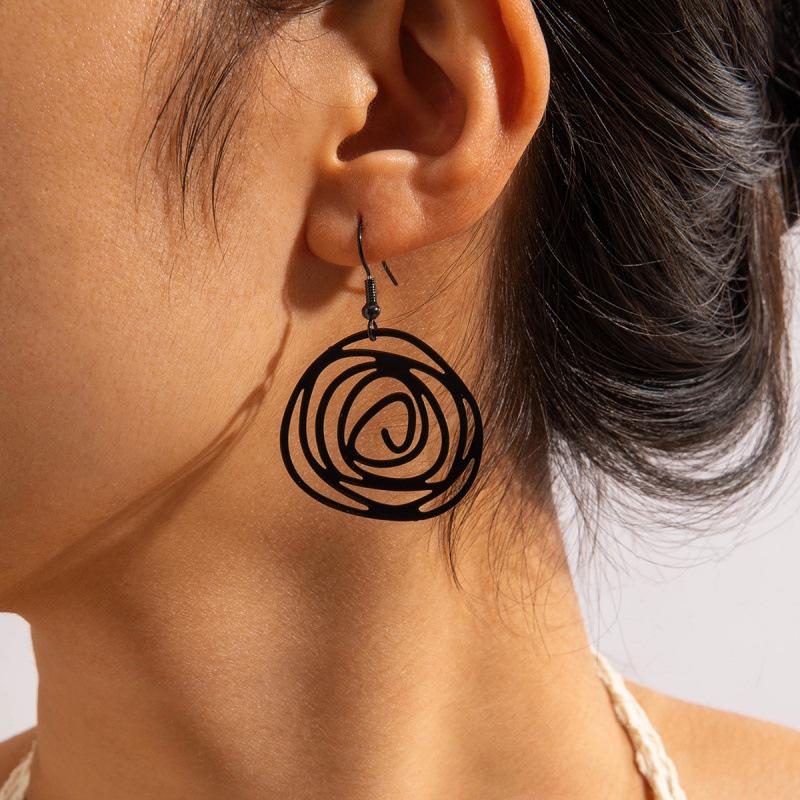 

New Elephant Spiral Hollow Earrings Simple Geometric Flower Round Earrings Earrings Women