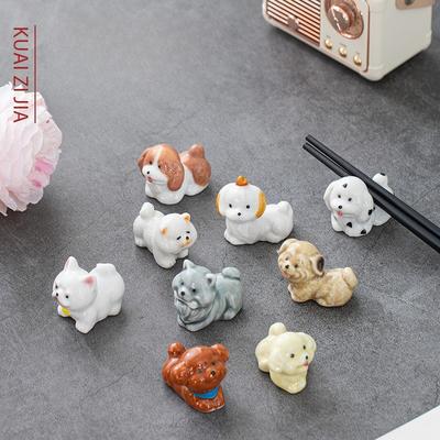 Neu eingetroffen Japanischer Stil Keramik Hund Französische Bulldogge Teddy Stäbchenhalter Mini Niedlich Haus Tischdekoration Stäbchenkissen