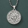 Gothic Retro Twelve Zodiac Signs Engraved Stereo Abstract Human Face Sun Pendant Necklace for Men Women Fashion Jewelry Gift