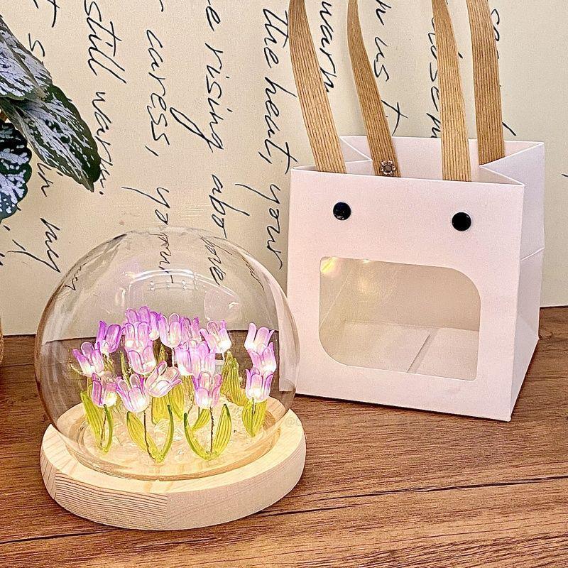 Handmade High-End Tulip Glass Night Light for Bedroom Decor