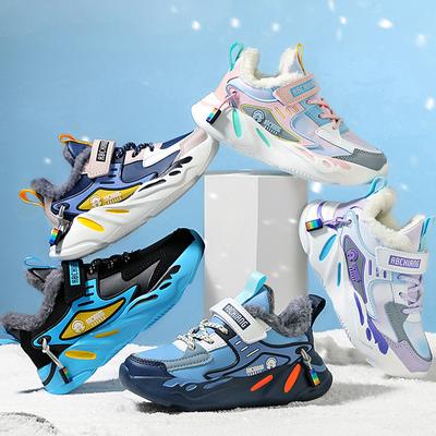 Herbst/Winter Unisex Wintersportschuhe Kinder Baumwollschuhe Snaekers PU Wasserdicht Plus Samt Warm Ultraleicht Jungen Schneesportschuhe