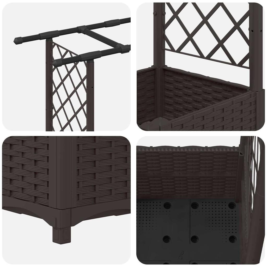 Elevated Planter with Trellis and Hanging Roof Brown 162.5 x 40 x 138 cm PP