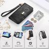 Wallet Case for iPhone 17/16e/16 Plus/15/14/13/12 Pro Max Lanyard Zipper Dual Card Holder Flip Stand Magnetic Buckle Cover