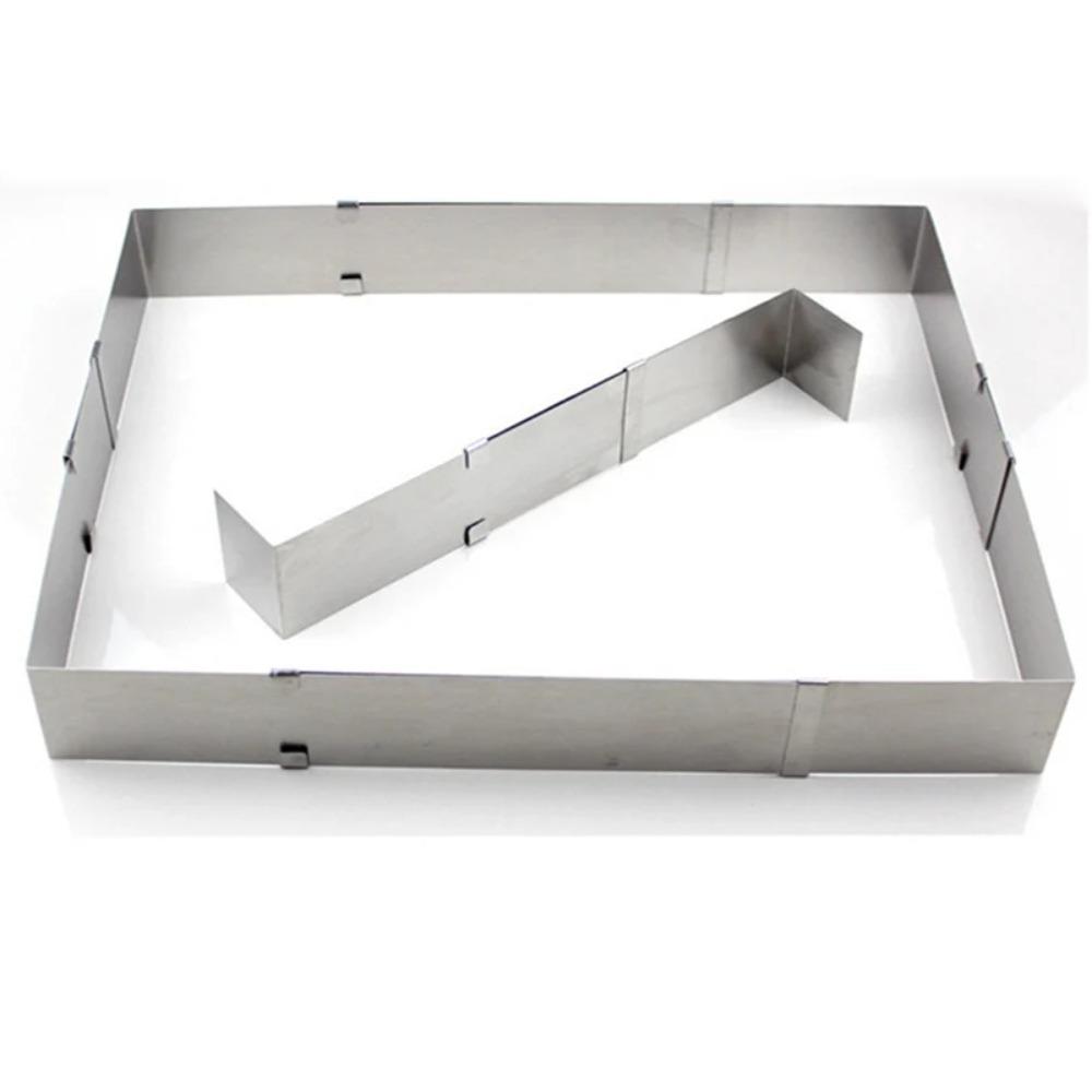 Nastavitelný dortový ráfek Nerezová ocel Čtvercový Obdélníkový Mousse Pečicí ráfky Forma Sušenka Fondán Dortová forma Ráfek          004