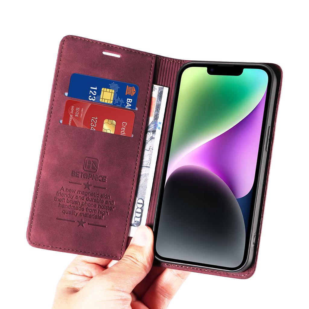 For iPhone 17 Pro Case BETOPNICE Magnetic Closure RFID Blocking Wallet Stand Leather Phone Cover