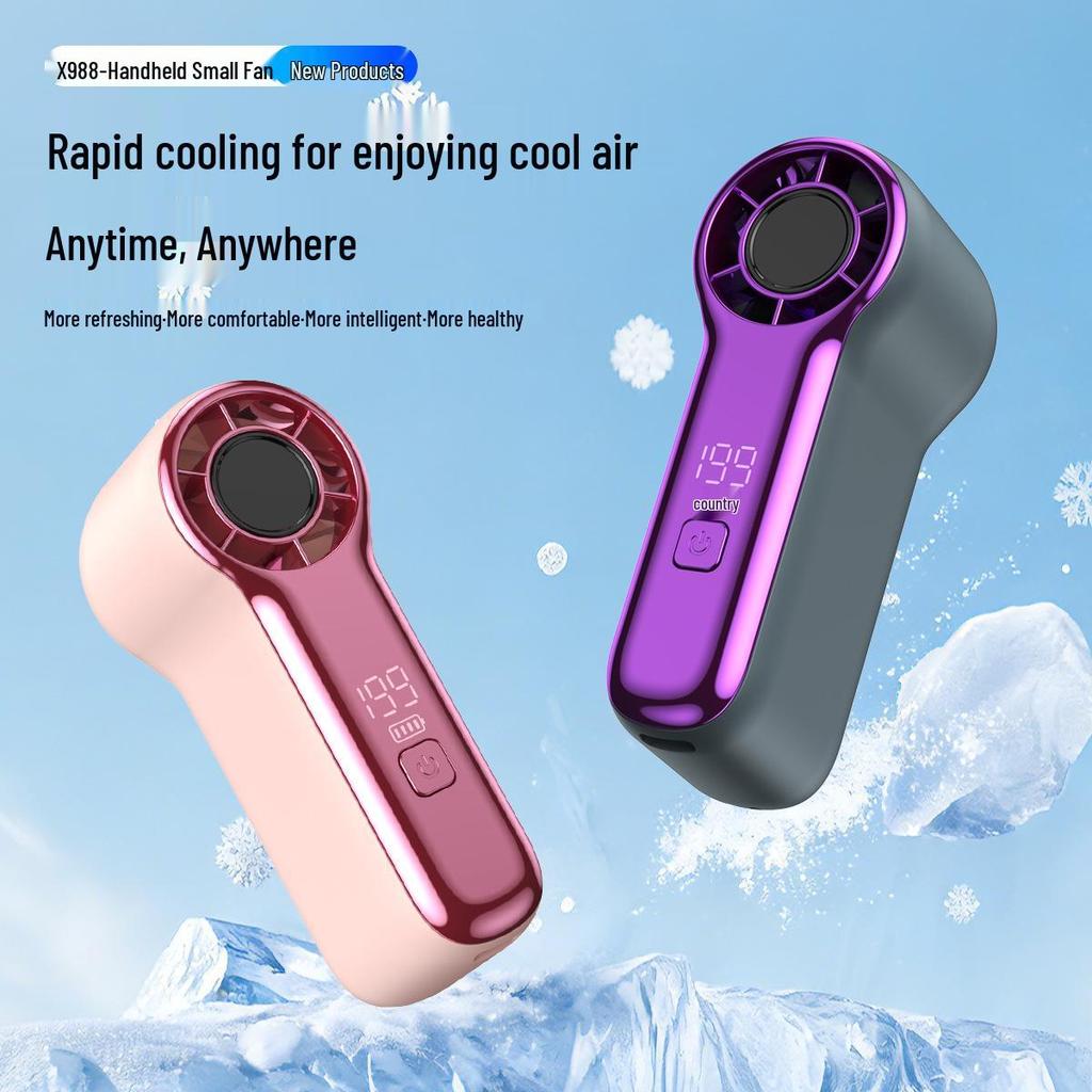 Compact Electroplated Handheld USB Fan - High-Speed Brushless Cooling Turbine