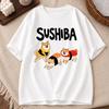 Unisex Sushiba Cute Sushi Shiba Inu Cartoon Print Short Sleeve T Shirt Fun Dog Food Pun Design Casual Streetwear Daily Basic Top