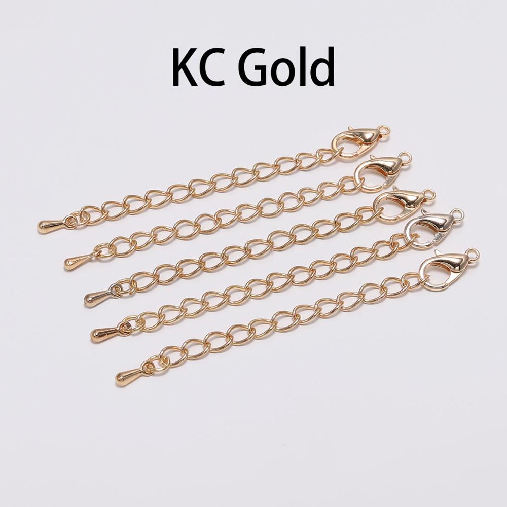 20pcs/lot 50 70mm Tone Extended Extension Tail Chain Lobster Clasps Connector For DIY Jewelry Making Findings Bracelet Wholesale