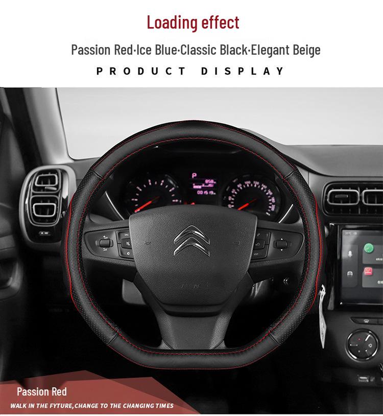 Genuine Leather Steering Wheel Cover for Citroen C56, Sega, C3XR, Elysée, C4L, Tianyi - Universal All-Season Fit
