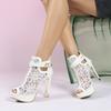 Elegant Waterproof Mesh Lace Platform High Heels