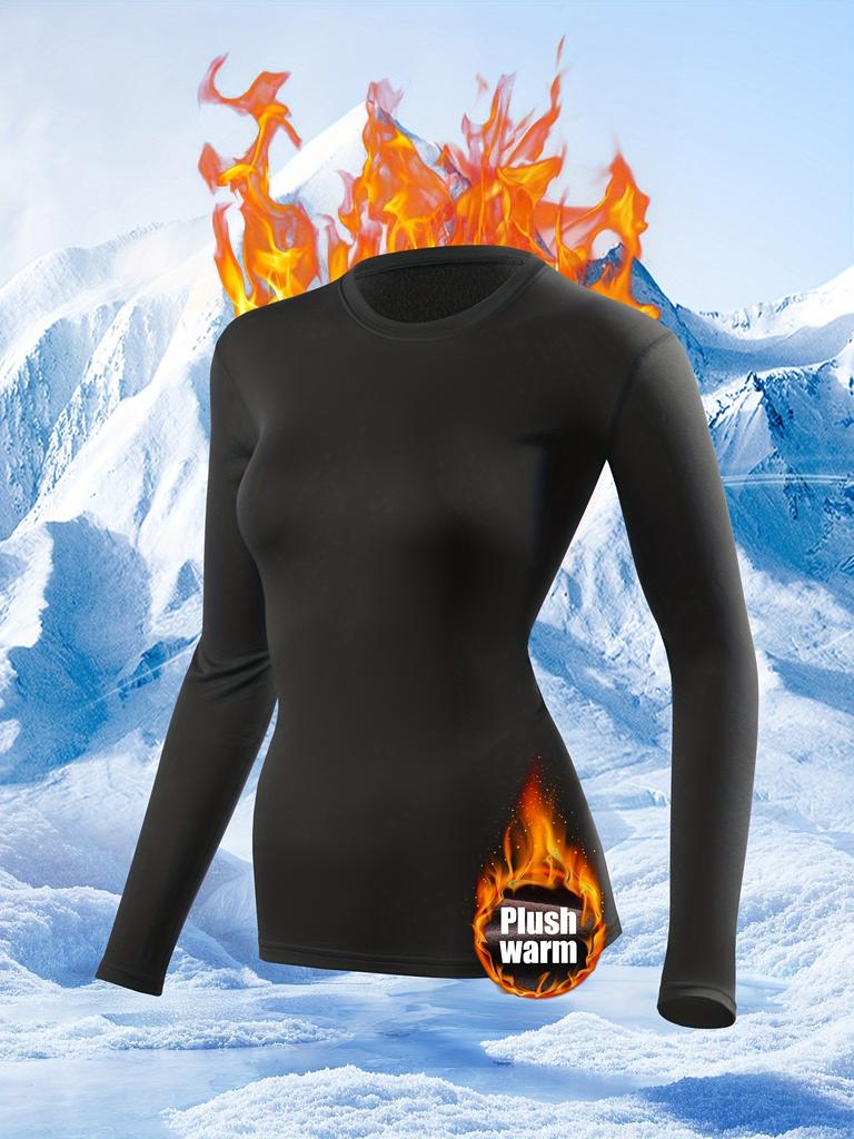 Women's Fleece-Lined Thermal Underwear Set, 2-Piece Base Layer for Cycling, Skiing, Yoga, Outdoor and Casual Wear