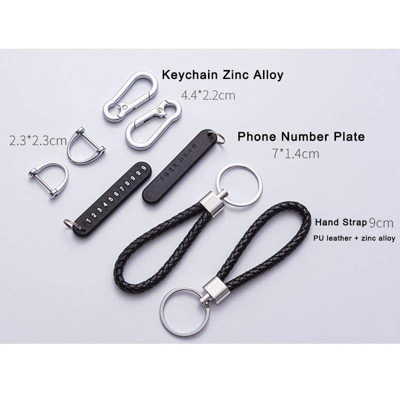 Car Key Chain Anti-lost Key Ring Men's Female Simple Key Lanyard Pendant Mobile Phone Number Plate Keychain Auto Accessories