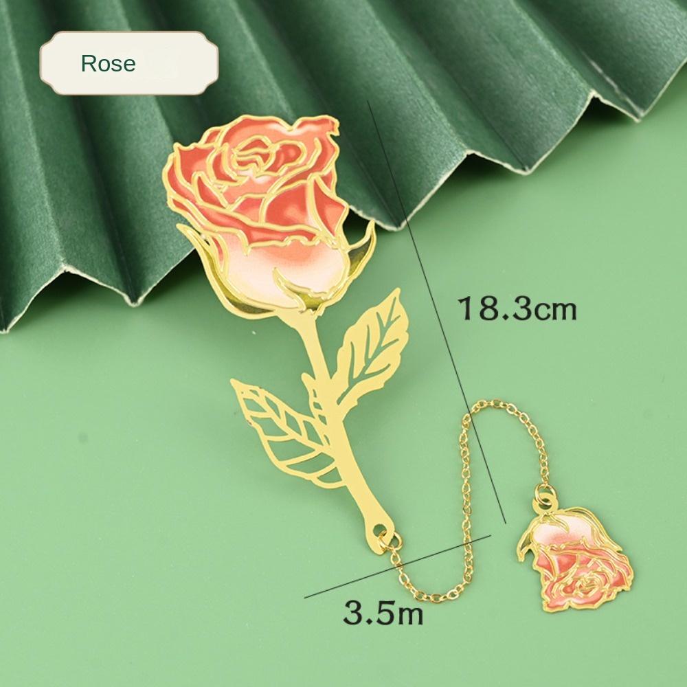 Roses Metal Bookmark Pendant Rose Bookmark New Year Gift Lotus Leaf Book Mark  Lovers