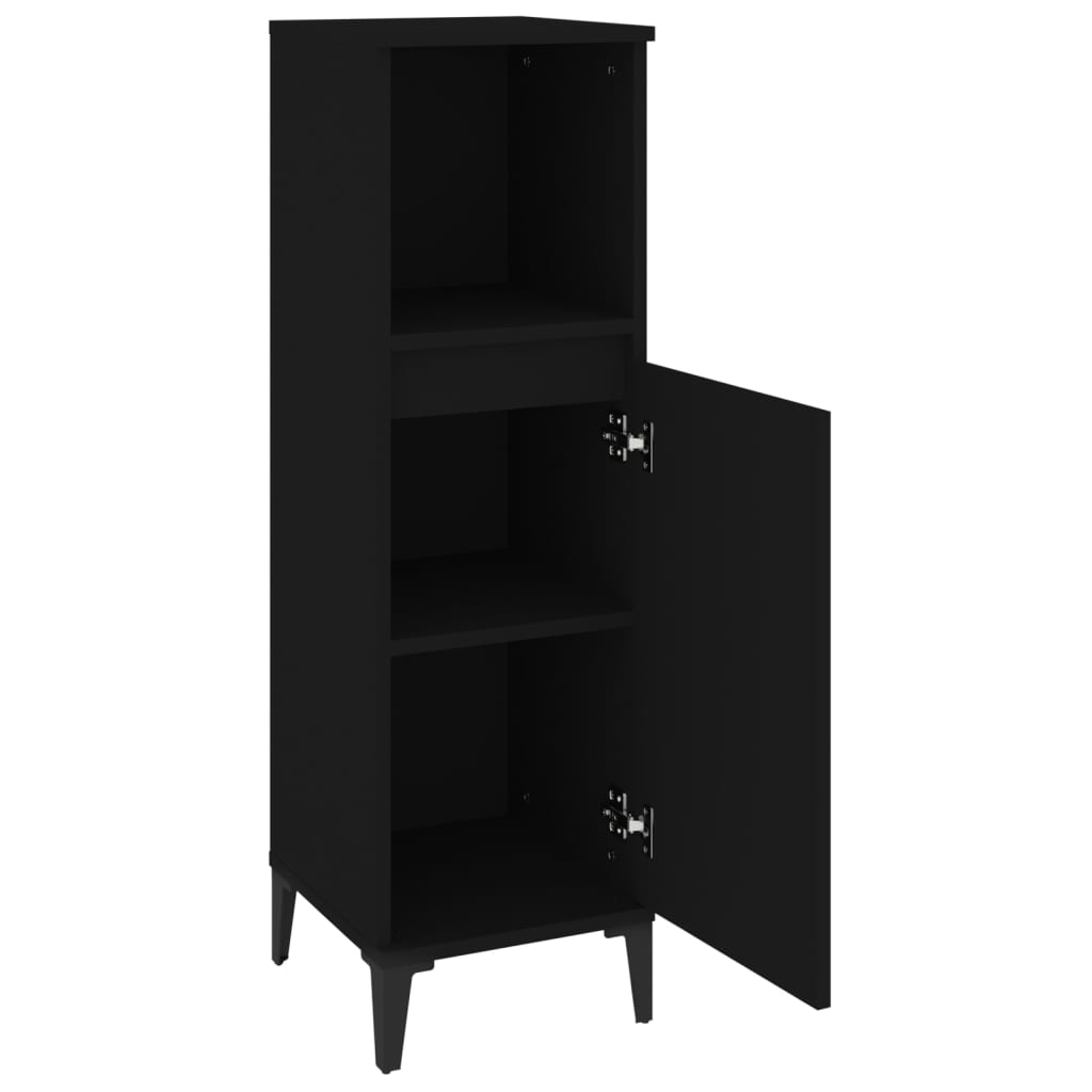 Bathroom Cabinet Black 30x30x100 cm Particleboard