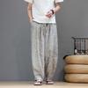 Mens Chinese Style Ice Silk Linen Feel Loose Plus Size Casual Long Pants
