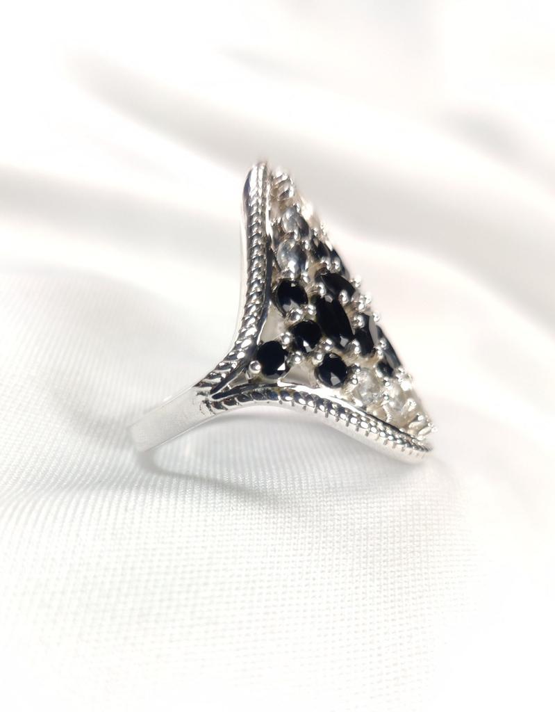 Sterling Silver Gemstone Ring: Two-Tone Design