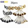 36Pcs Brass Brush Steel Wire Wheels Brushes Drill Rotary Tools Polishing Rotary Tools Metal Rust Removal Brush Set