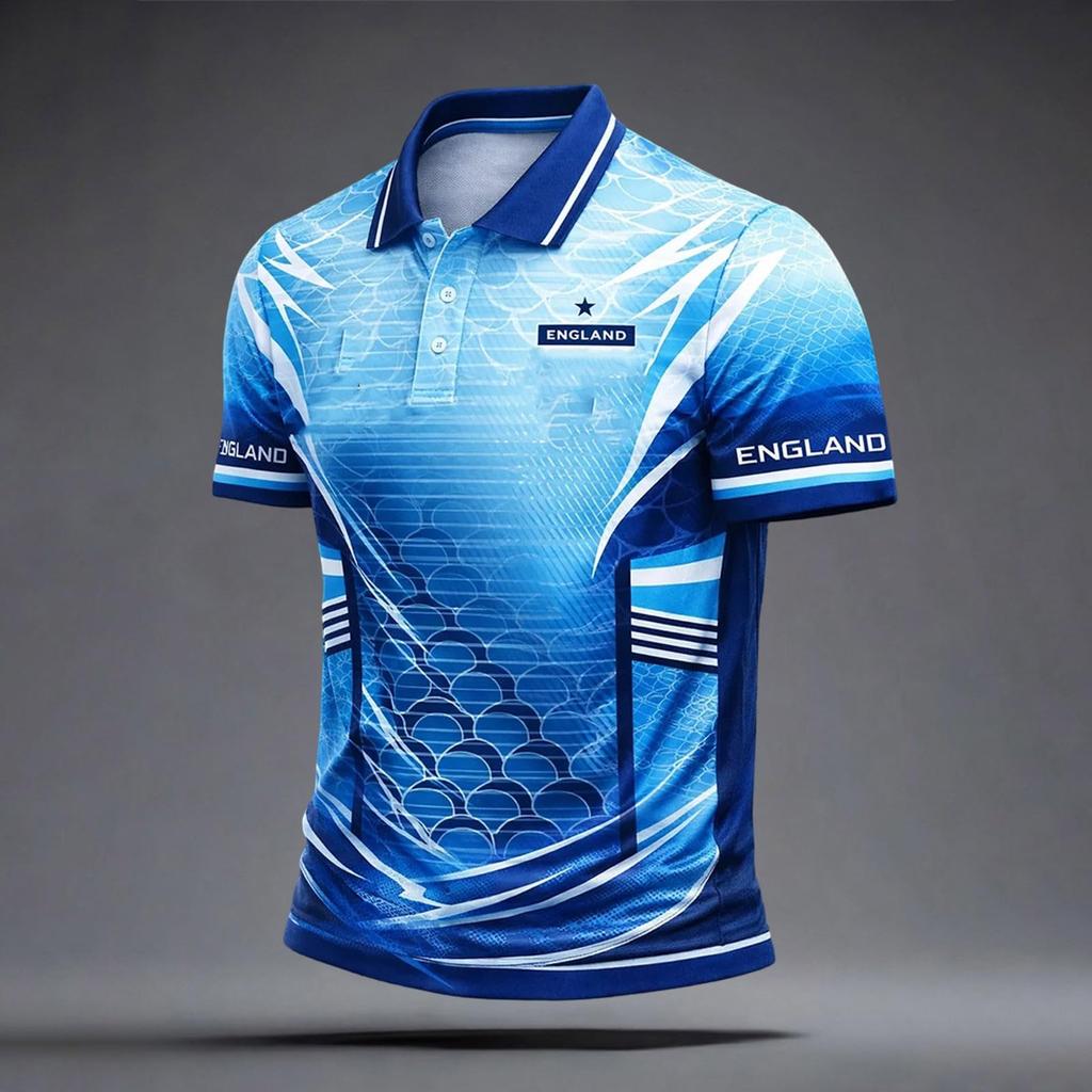 Men's Football Polo Shirt Classic Fit Short Sleeve Collar Button Placket Lightweight Breathable Sportswear for Casual Outdoor Activities
