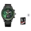 Eco-Drive Řada World of Warcraft Illidan Křišťálové Sklo Hodinky Solární Quartz Pravý Kožený Pásek Unisex Zelený Ciferník CA7075-05E