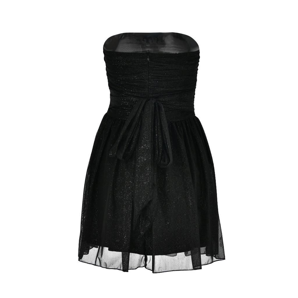 Women's Mesh Splicing Double-layer Tube Top  Backless Dress