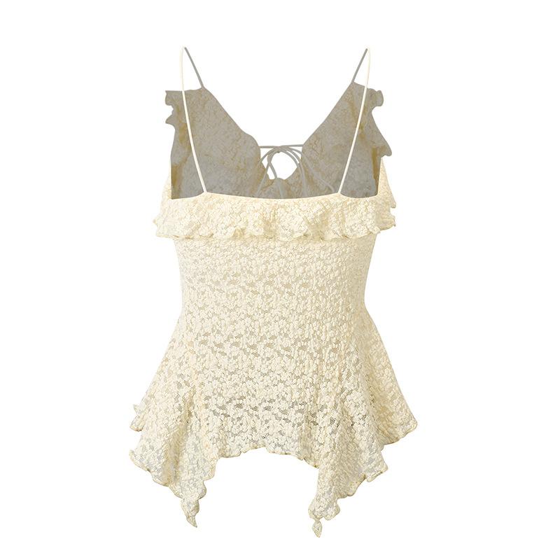 2026 Spring/Summer New Women's Sweet Style Irregular Lace-Up Camisole Top