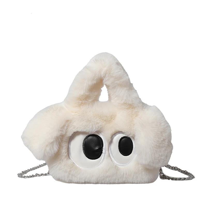 Velvet Hasp Shoulder Bag for Women  Monochromatic  Crossbody  Shoulder Bag  Versatile  Western Style  Fashionable  Soft  Fluffy  Pendulous  New