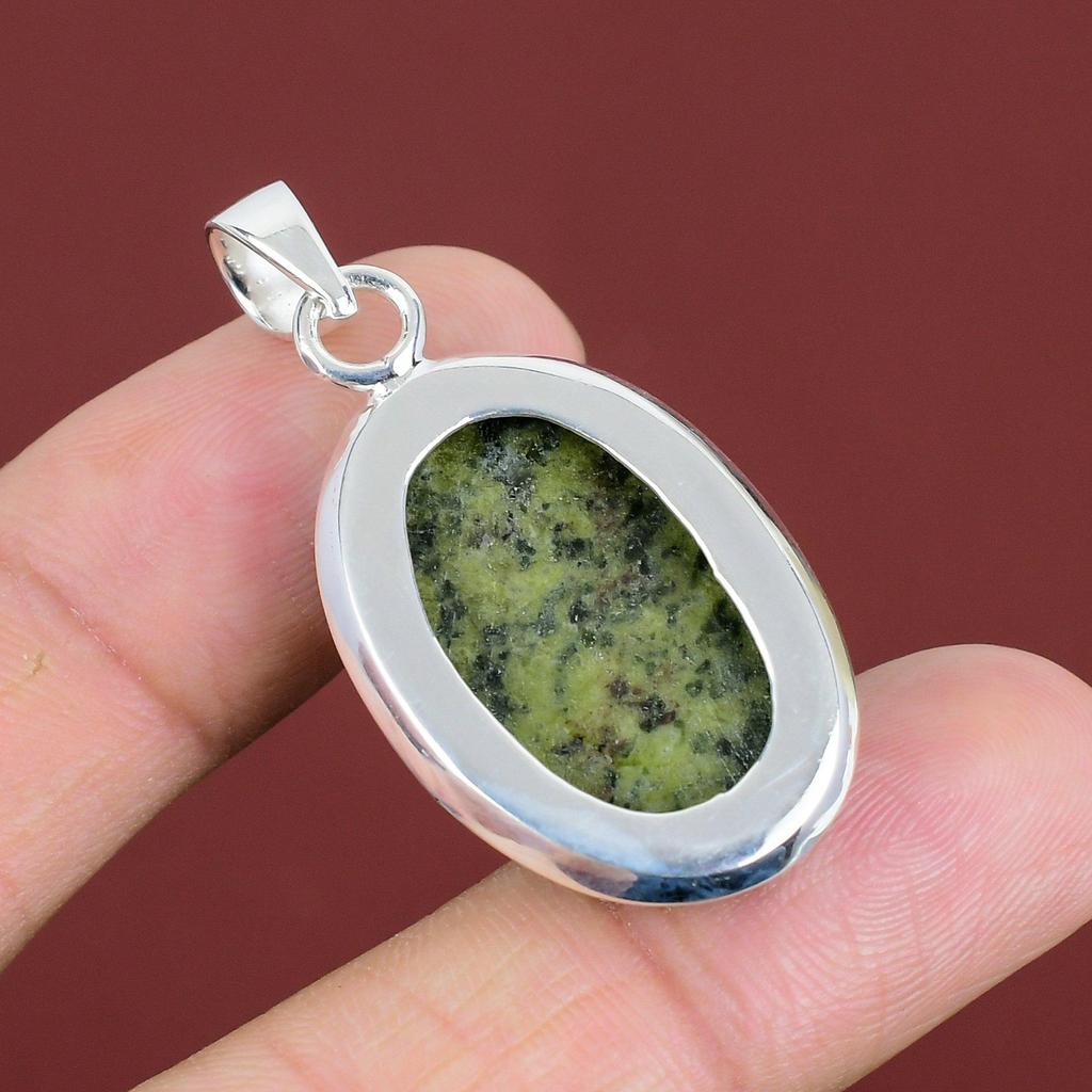 Serpentine Pendant Gemstone Jewelry Antique Pendant 925 Sterling Silver Pendant Serpentine Jewelry Handmade Brand New Pendant Gifts For Dad