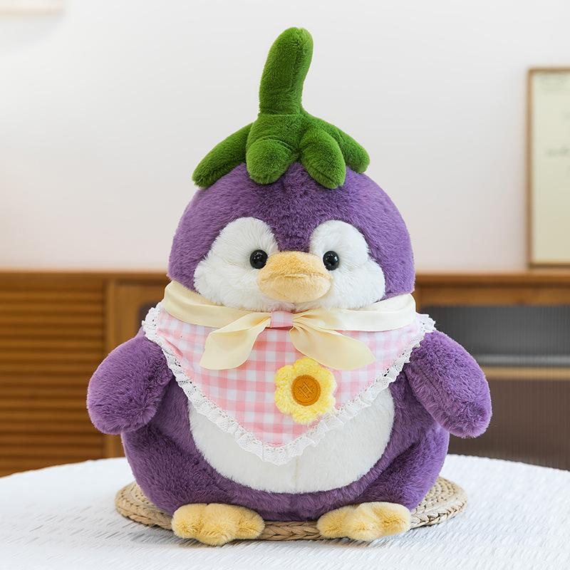 Cute eggplant penguin doll doll vegetable plush toy children sleeping pillow doll birthday gift girl