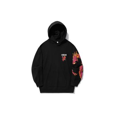 Li Ning Daily Prosperity Series Logo Print Loose Hoodie Men Hoodies Black AWDU337-3