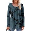 Dame Langermet Tunika Løse Topper Casual Oversized Topper Plissert Tunika Knapper Ned Casual Dame Print Topper