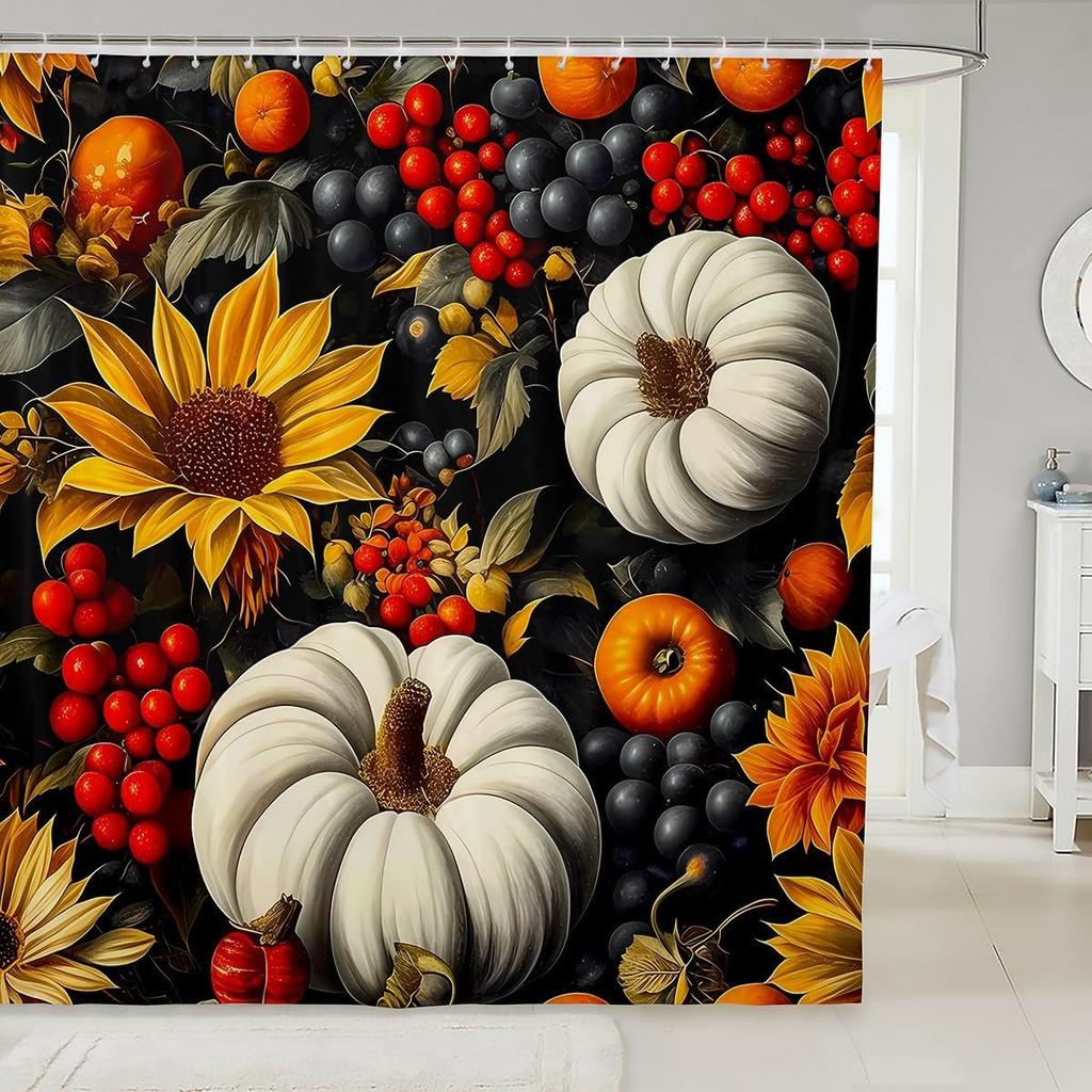 Black Cat Shower Curtain Pet Cats Bathroom Accessories Kitten Cute Halloween Gothic Kids Girls Boys White Black Waterproof Bath