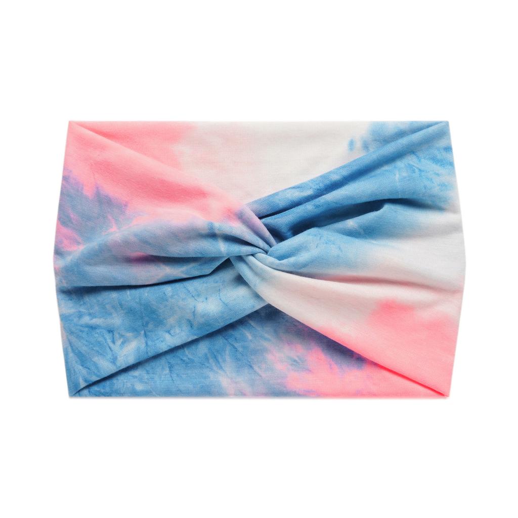 18Cm Print Cross Yoga Sports Headband Knotted Retro Cashew Wide Edge Tie Dye Headband Headscarf