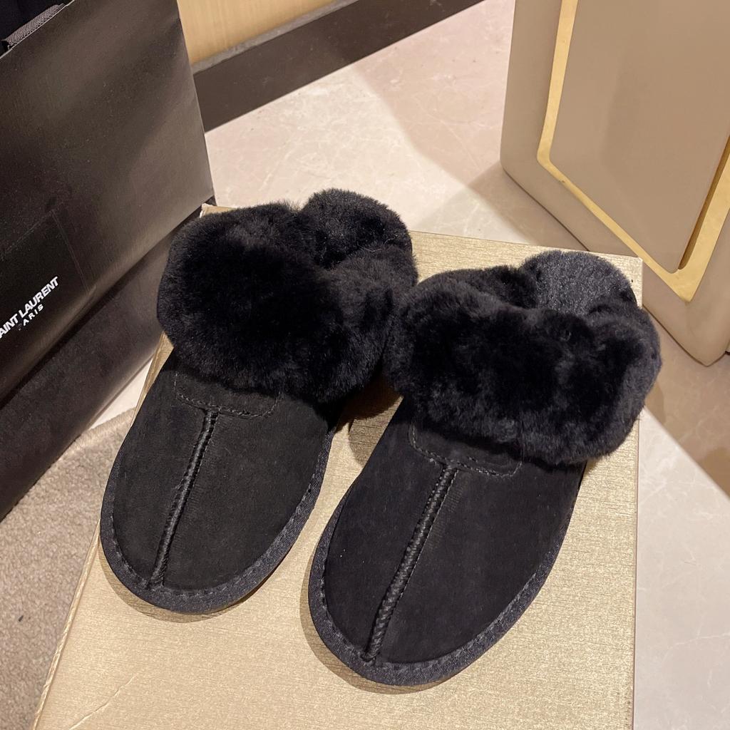 Baotou half slippers women's 2024 winter new retro fashion temperament fur integrated snow boots one pedal cotton mop