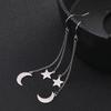 Star Moon Pendant Tassel Hanging Earrings Stainless Steel Pendant Girl Earhooks Fashion Elegant Jewelry Birthday Gift
