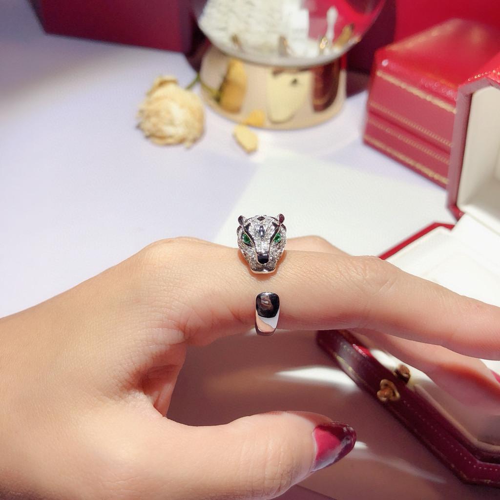 The Latest Popular Leopard Grandmother Emerald Ring High Carbon Diamonds, Full of Dominance Leopard Multi Circle Ring Size Open