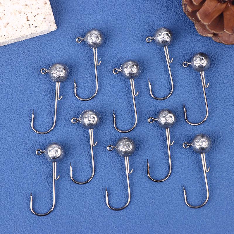 Rosewood Jig Heads Fishing Hook Long Shank Wide Gap 5G 7G 10G 14G Unpainted Ball Sharp Jighead For Trout Bass Fishing Tackle